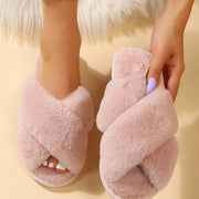 Women's Autumn And Winter Flat Home Indoor Floor Wool Plush Cotton Slippers