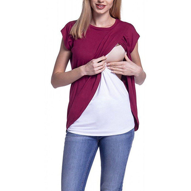 Candy-colored round neck short sleeves