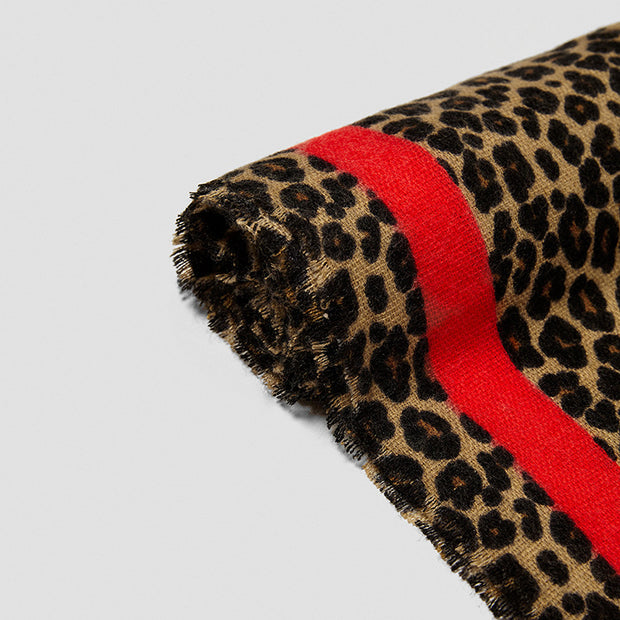 New Festive Red Classic Leopard Pattern Cashmere-like Thickened Warm Talma