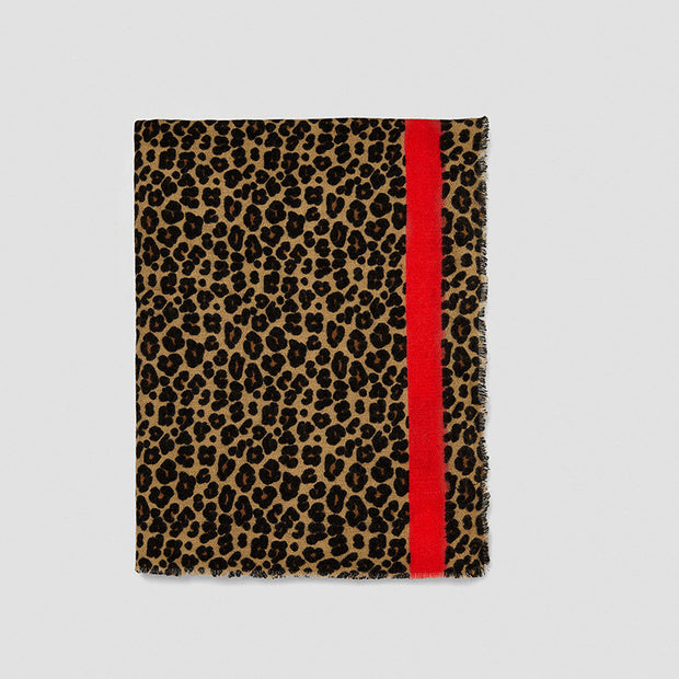 New Festive Red Classic Leopard Pattern Cashmere-like Thickened Warm Talma