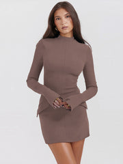 Fashion Sexy Hot Girl Hip Skirt Elegant Slim-fit Long Sleeve Dress Women's Clothing