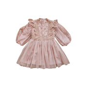 French Lantern Sleeve Tulle Dress For Children Girls