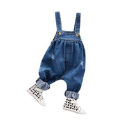 Boys and girls baby denim suspenders trousers