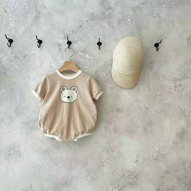 Baby Cute Bear Casual Short Sleeve Rompers