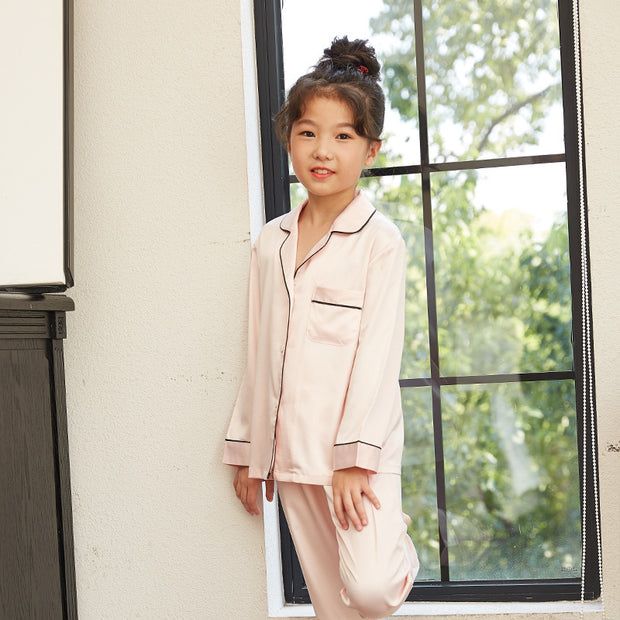 Thin Children's Loungewear Long Sleeve Silk Pajamas Summer Boys 'and Girls' Pajamas Suit