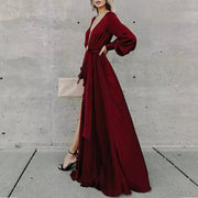 Women's Temperament V-neck Long Sleeve Dress