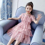 Children's Pure Color Simple Cake Dress