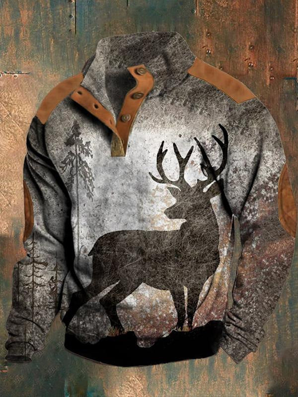 Spring And Autumn Zipper Digital Printing Men's Sweater