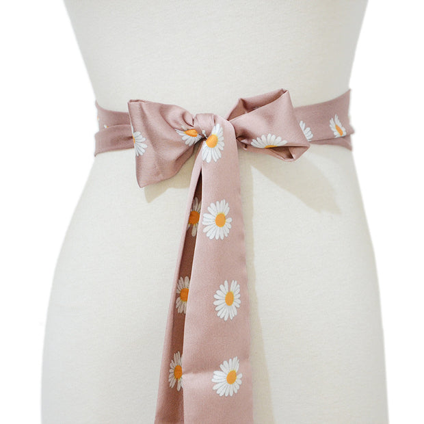 Women's Silk Little Daisy Lace Bow Decoration Silk Belt