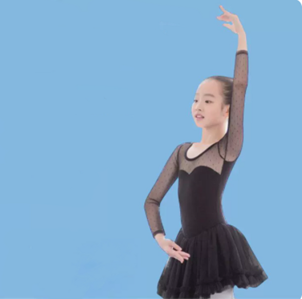 New Style Children's Latin Dance Training Skirt Long Sleeve Performance Clothes