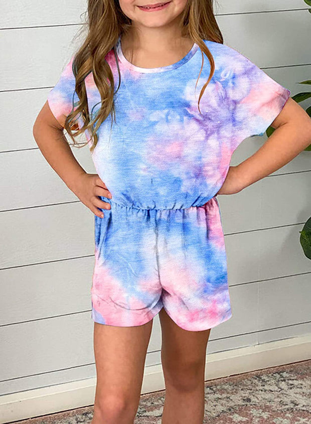 European And American Girls Tie-dye Round Neck Jumpsuit Women