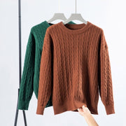 Vintage Twist Shape Round Neck Thickened Sweater