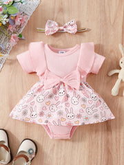 Baby One-piece Floral Bow Triangle Rompers