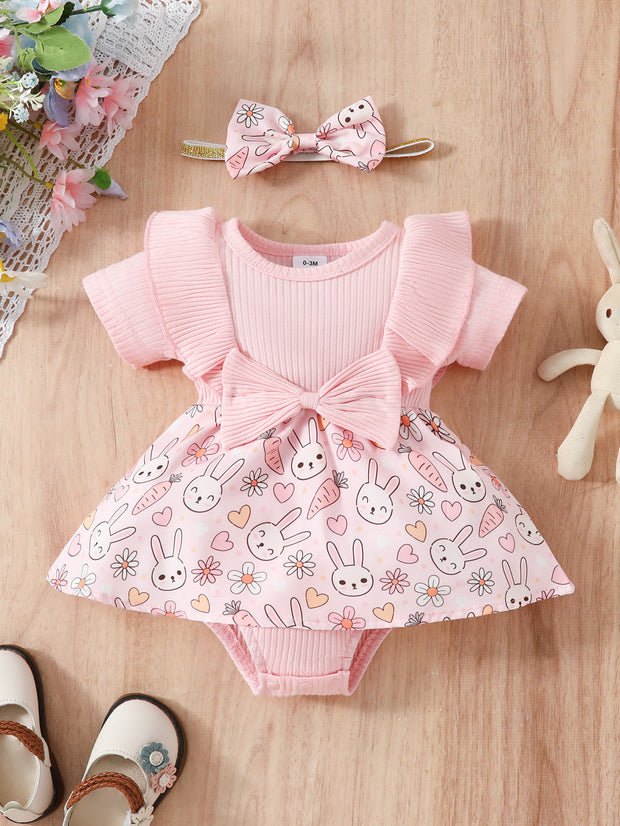 Baby One-piece Floral Bow Triangle Rompers