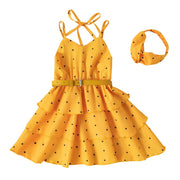 Strap Polka Dot Solid Color Children Dress