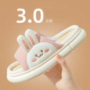 Cute Rabbit Slippers Linen House Shoes For Women