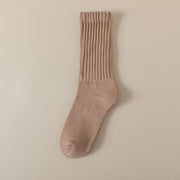 Winter Fleece-lined Thickened Middle Tube Cotton Thermal Terry Long Tube Casual Socks