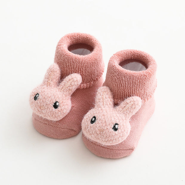 Baby Slip Socks With Plush And Thick Hoops