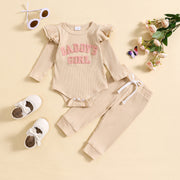 Candy Color Sunken Stripe Letter Embroidery Suit