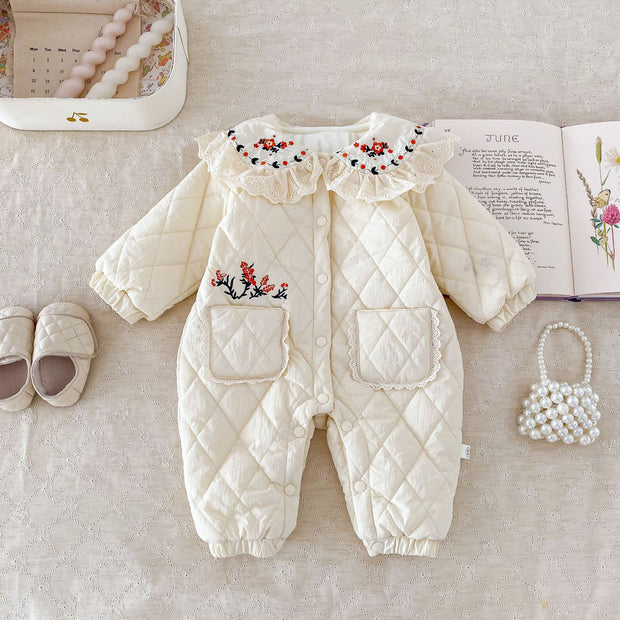 Cute Winter Baby Doll Floral Jumpsuit Cotton