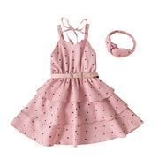 Strap Polka Dot Solid Color Children Dress