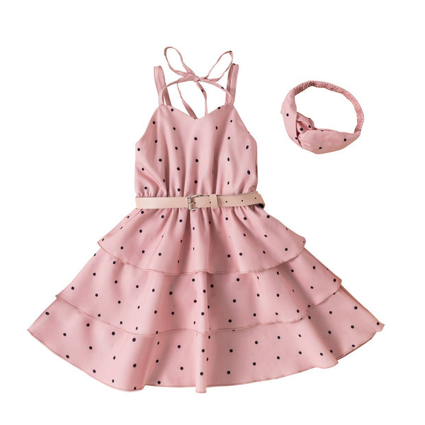 Strap Polka Dot Solid Color Children Dress