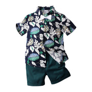 Two-piece boy short sleeve printed shirt