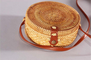 INS CHIC Handmade Crossbody bags Bohemian Straw Bags for Women Little Circle Beach Handbags Summer Vintage Rattan Bag