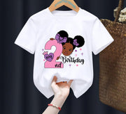 Princess Birthday Digital Printing Girl's T-shirts Children's Short Sleeve