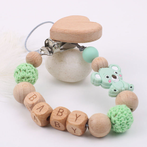 Baby products soothing beech wood mouth chain clip