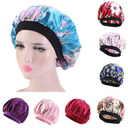 Printed Satin Elastic Wide Edge Nightcap