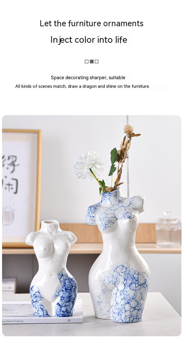 Ceramic Vase Decoration Art Body Small Blue And White Texture Homestay