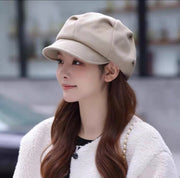 British Style Cloud Hat Show Face Small Fashion Octagonal Cap