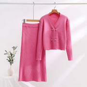 Knitted Long Sleeve Sweater Women's Skirt