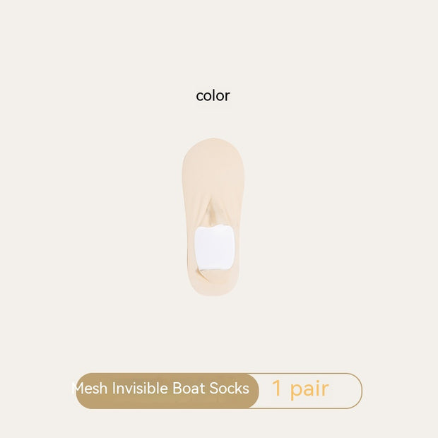 Women's Mesh Boat Socks Summer Thin Cotton Bottom Non-slip Tight Ice Silk Arbitrary Cut Women's Low Cut Invisible Socks