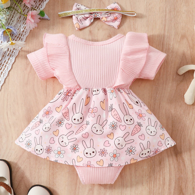 Baby One-piece Floral Bow Triangle Rompers