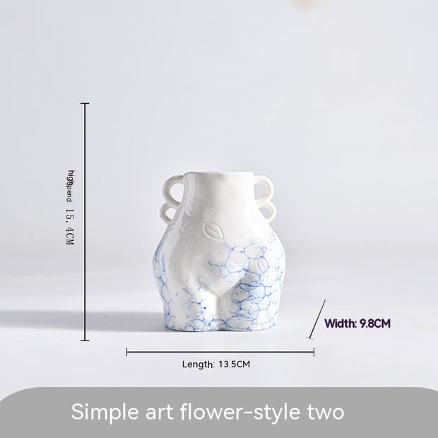 Ceramic Vase Decoration Art Body Small Blue And White Texture Homestay