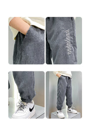 Boys' Casual Pants Thickened Plus Velvet Middle-aged Kids