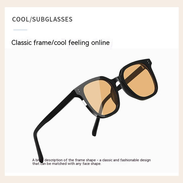 Sunglasses Ins UV-proof Black Frame Brown