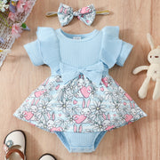 Baby One-piece Floral Bow Triangle Rompers