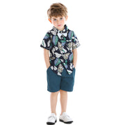 Two-piece boy short sleeve printed shirt