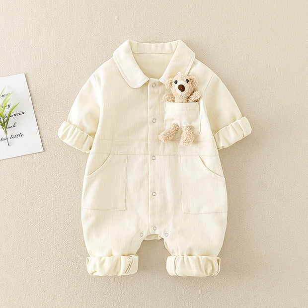 Baby Handsome Denim Jumpsuit Spring Festival Western Style Baby Boy