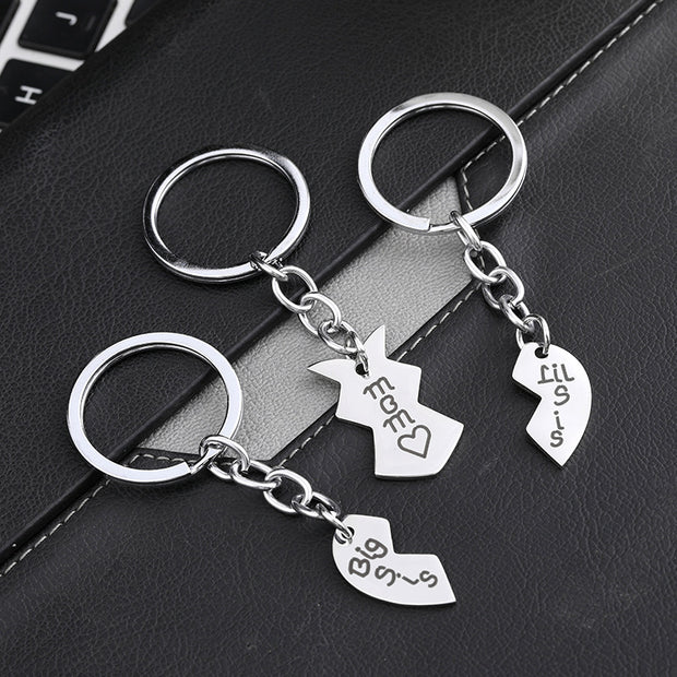 Daughter Birthday Gift Stainless Steel Mother's Day Puzzle Family Keychain