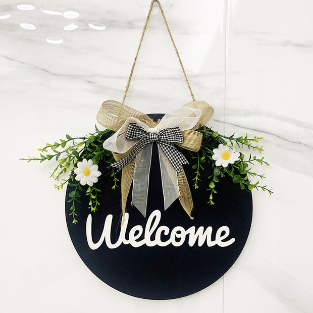 Welcome Wooden Board Door Wall Pendant Garland Door Hanging Wreath Garland