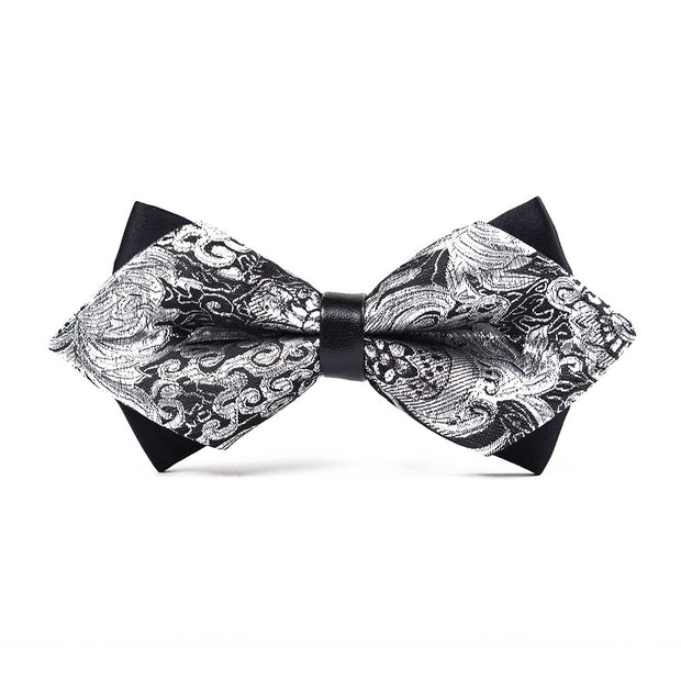 Men's Polyester Pointed Bow Tie Gold Bright Silk Flash