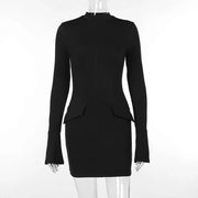 Fashion Sexy Hot Girl Hip Skirt Elegant Slim-fit Long Sleeve Dress Women's Clothing