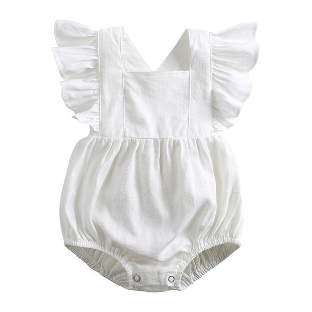 Baby Summer Flounced Sleeve Suspender Romper