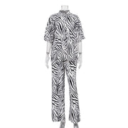 Satin Zebra Striped Suit