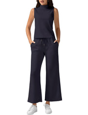 Women's 2-piece Vest Short Wide-leg Pants