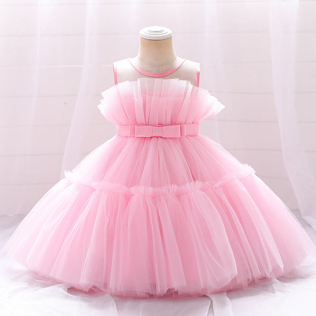 Girls Fashion Solid Color Puffy Net Yarn Cake Skirt